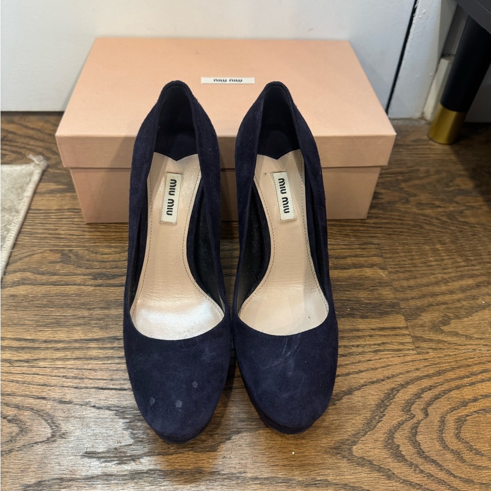 Miu Miu Women's Navy Suede Heels